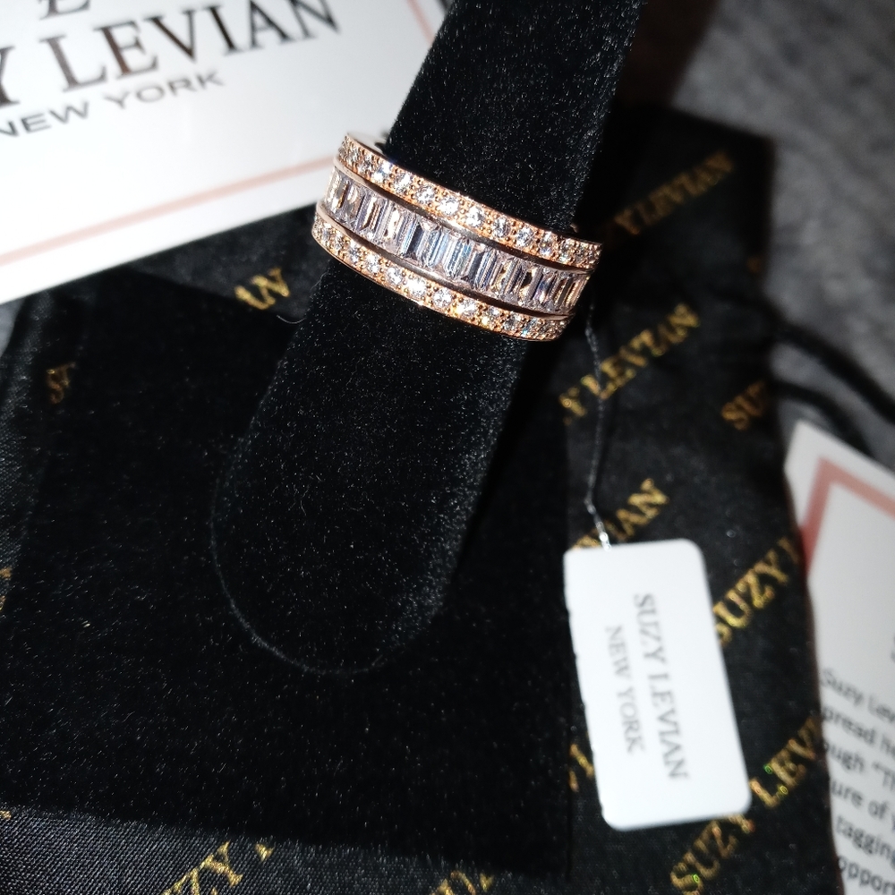 14K Rose Gold Plated Sterling Silver Baguette Cut - Picture 6 of 14